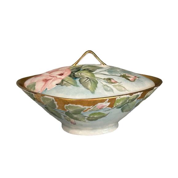 Bareuther Bavaria Lidded Dish Porcelain Germany Hand Painted Signed Foust 1959 - Picture 1 of 16